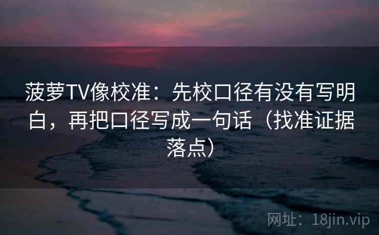 菠萝TV像校准:先校口径有没有写明白,再把口径写成一句话(找准证据落点)
