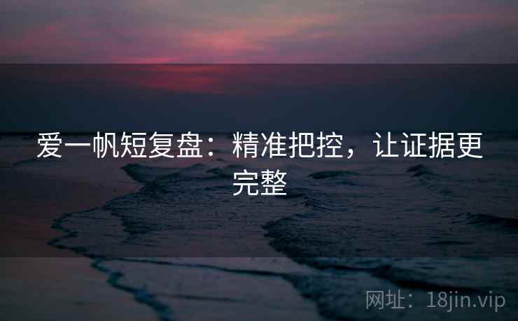 爱一帆短复盘：精准把控，让证据更完整