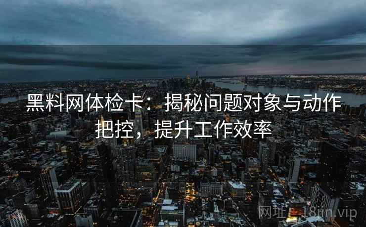 黑料网体检卡：揭秘问题对象与动作把控，提升工作效率